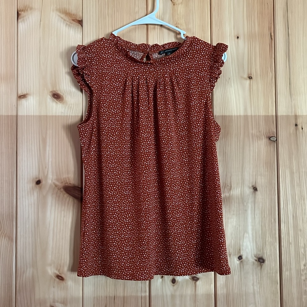 Adrianna Papell Orange Sleeveless Ruffle Top